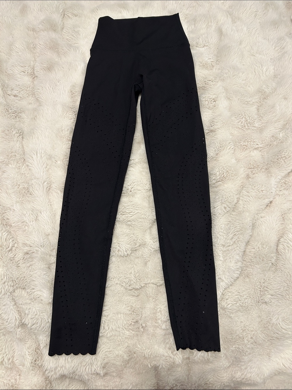 aerie Black High-Rise Laser-Cut Skinny Leggings
